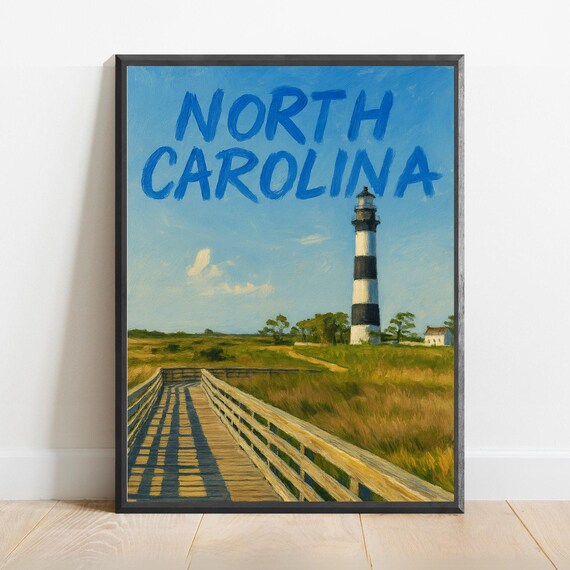 North Carolina Poster Impressionist Travel Art Print Modern Wall Decor Bold Textured Brushstrokes