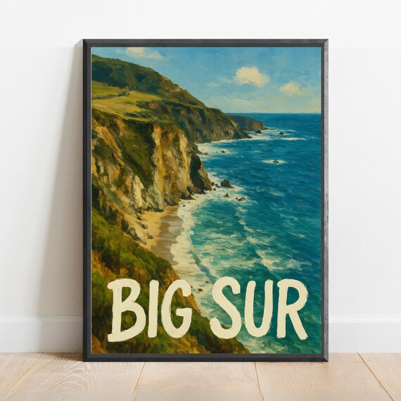 Big Sur Poster Impressionist Travel Art Print Modern Wall Decor Bold Textured Brushstrokes