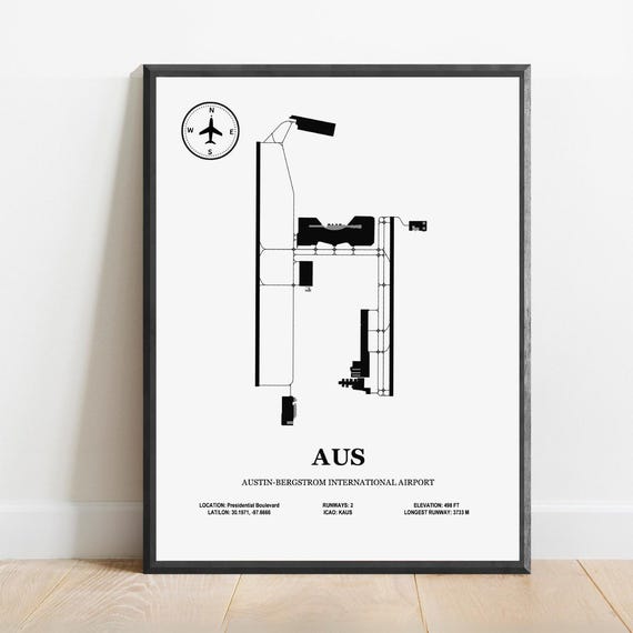 Austin-Bergstrom International Airport Design Map Poster