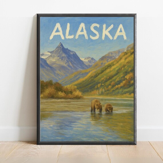 Alaska Poster Impressionist Travel Art Print Modern Wall Decor Bold Textured Brushstrokes