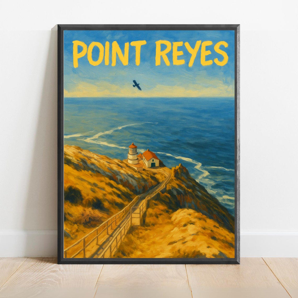 Point Reyes Lighthouse On Golden Cliffs Above Ocean View Poster