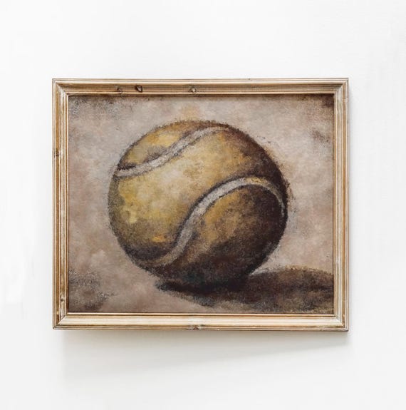 Vintage Tennis Ball Print Sports Room Painting Dorm Poster Kid Neutral Art Athlete Wall Modern Organic Decor Boy Bedroom