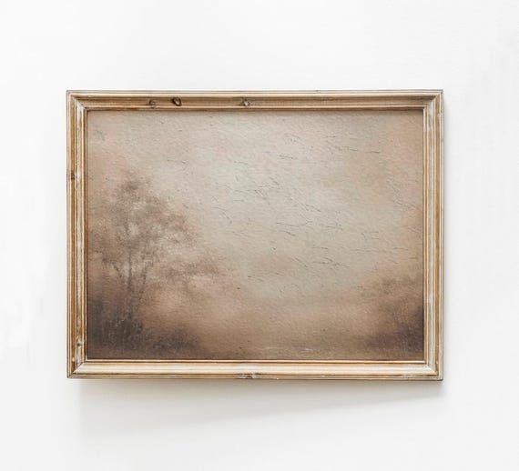 Beige Abstract Art Moody Neutral Print Landscape Watercolor Painting Modern Organic Decor Horizontal Wall Vintage Brown