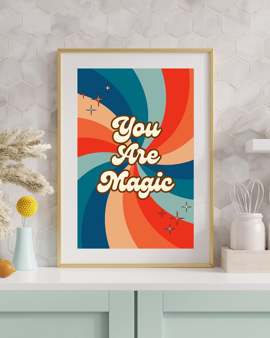 You Are Magic Retro Poster, 70s Groovy Quote - Image 2