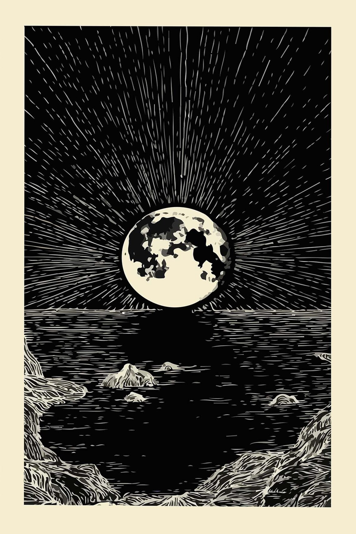 Moon Gothic Minimalist Art Print, Kids Room Decor - Image 3