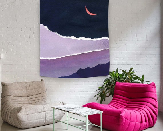 Purple Tapestry Colorful Wall Decor College Tapestry Moon Pattern Tapestry Tapestry Wall Hanging Decor Tapestry Aesthetic Decor