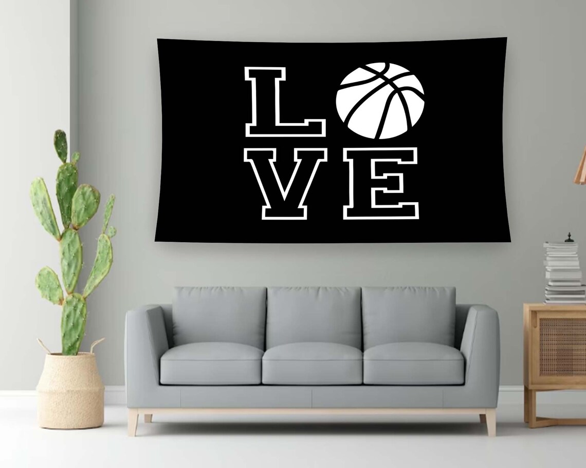 Love Basketball Bold Black White Graphic Sport Fan Teen Room Poster