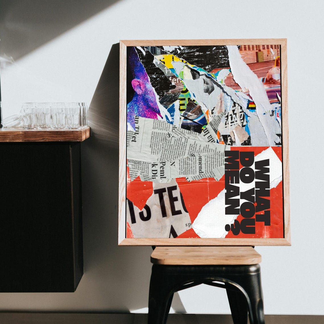 What Do You Mean Urban Collage Torn Newspaper Graffiti Style Poster