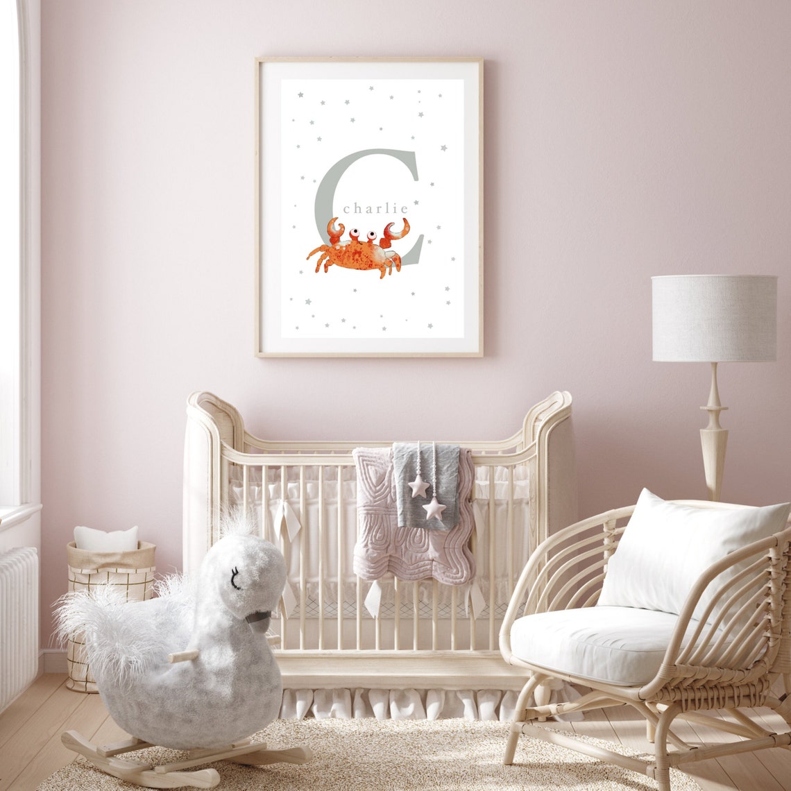 Personalised Crab Letter Illustration Art For Nurserykids Room - Image 2