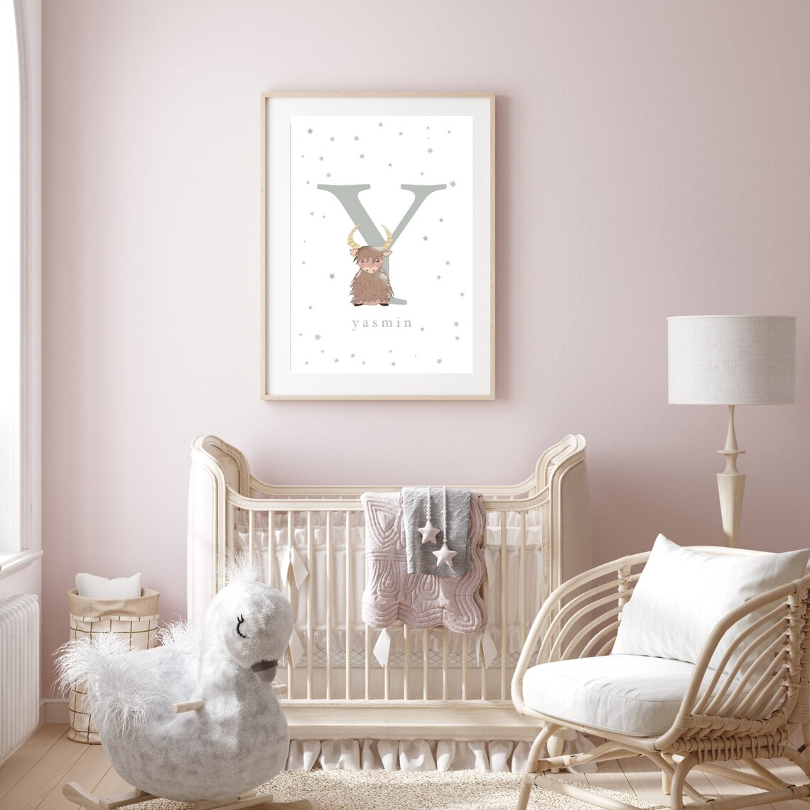 Personalised Yak Letter Illustration, Nursery Decor - Image 2