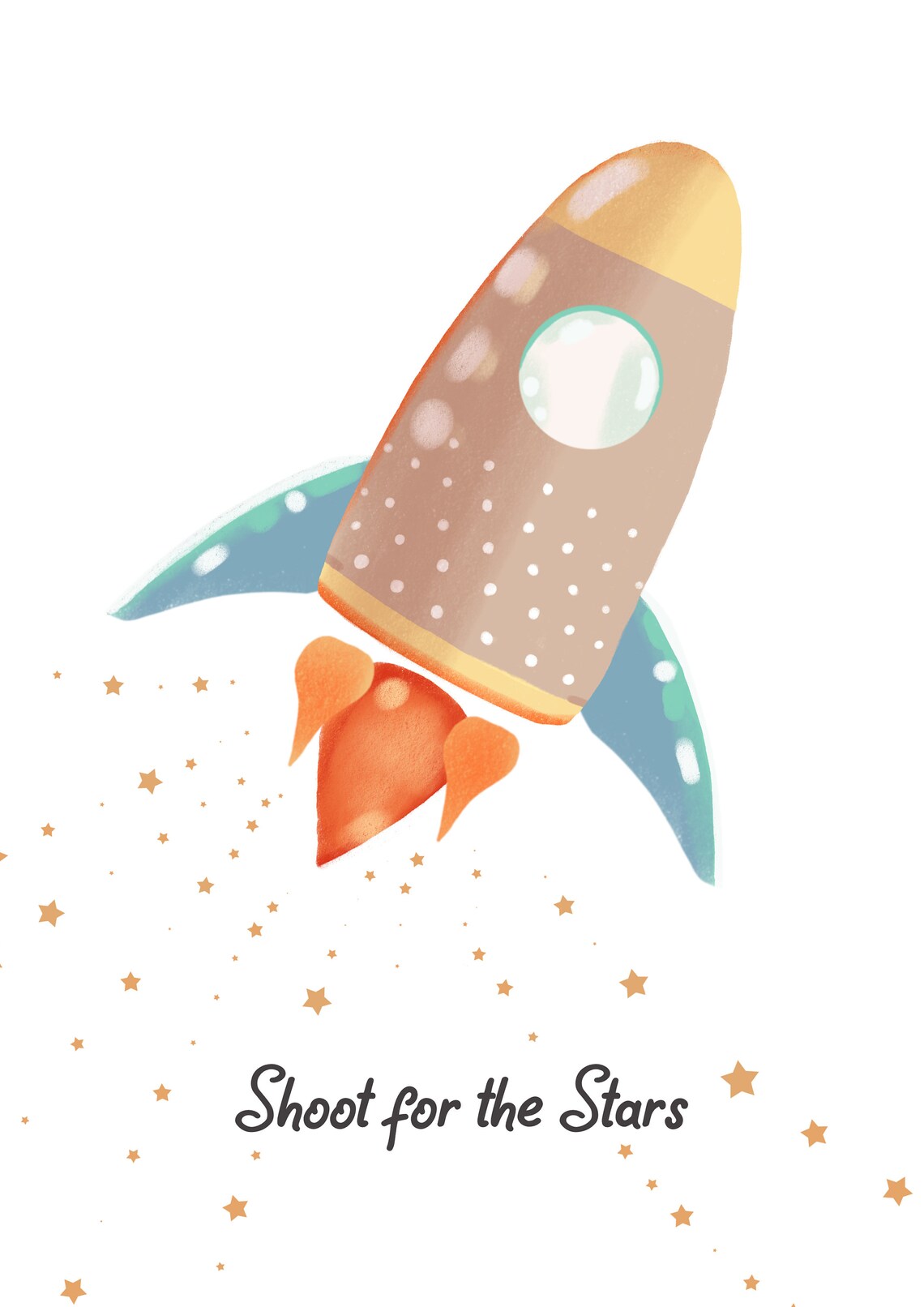 Rocket Ship Nursery Poster with Shoot for the Stars Space Caption - Image 2
