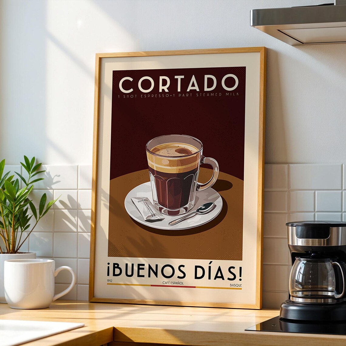 Cortado Coffee Vintage Kitchen Bar Art Print