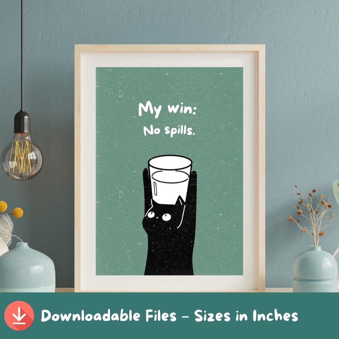 Funny Black Cat Milk Print Minimalist Kitchen Art A2a5 Sizes