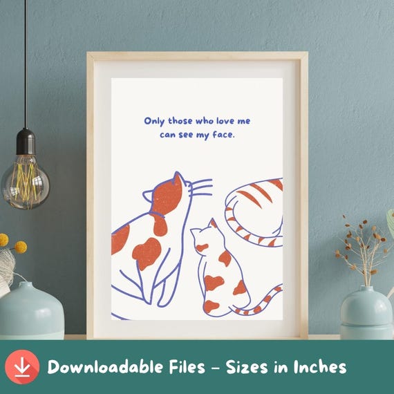 Minimalist Cat Quote Print Feline Lover Gift A2a5 Sizes Funny