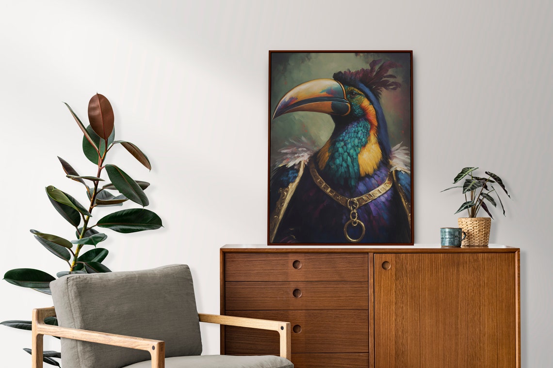 King Toucan Royal Portrait Colorful Exotic Bird Regal Wall Art