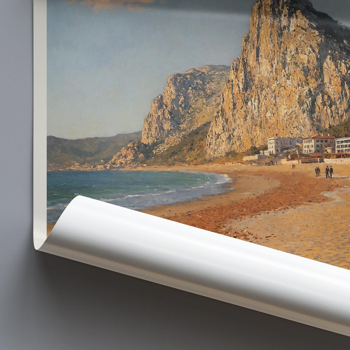 Gibraltar Rock Mediterranean Beach Coastal Painted Travel Poster - Image 3