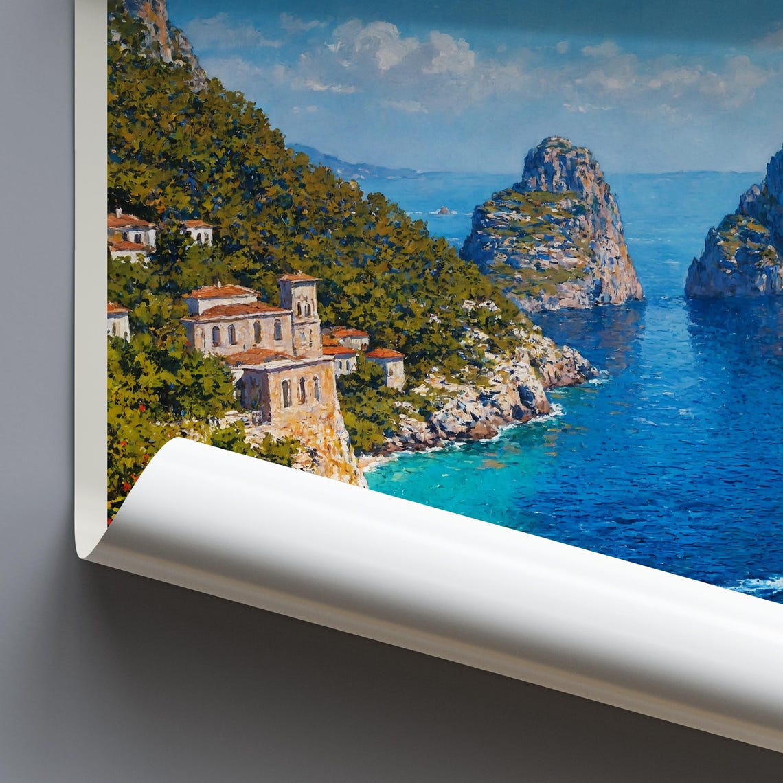 Capri Faraglioni View Pergola Terrace Overlook Italy Travel Poster - Image 4