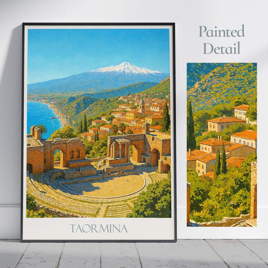Taormina Sicily Ancient Theatre Mount Etna Coastal View Poster