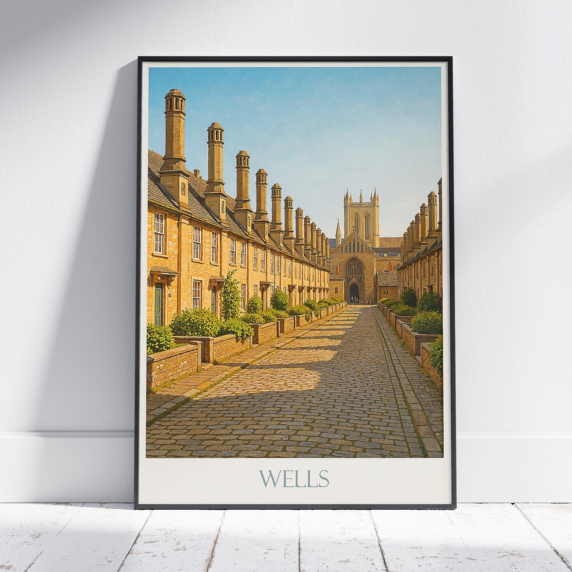 Wells Vicars Close Somerset Historic Cathedral Street Travel Poster