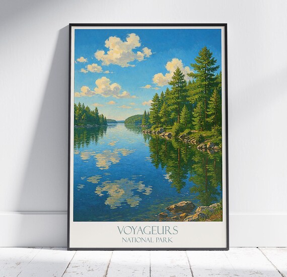 Voyageurs National Park Mirror Lake Clouds Summer Travel Poster