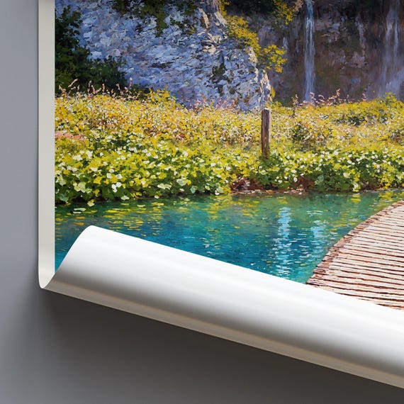 Plitvice Lakes Travel Print Croatia Travel Poster Painted Wall Art Home Decor Framed Personalized Print Vacation Travel Gift