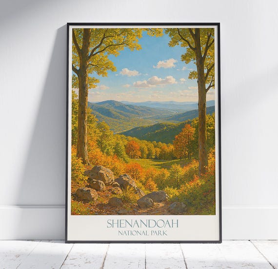 Shenandoah National Park Fall Forest Overlook Valley Vintage Poster
