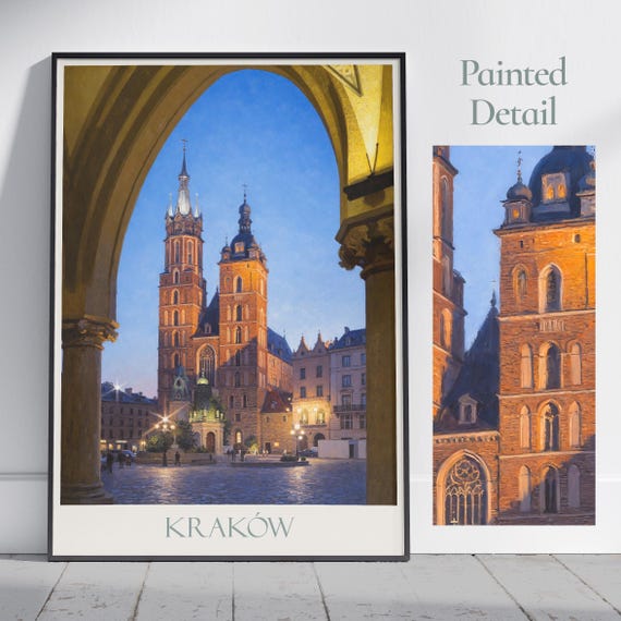 Krakow Travel Print Poland Travel Poster Wall Art Home Decor Personalized Gift Painting Framed