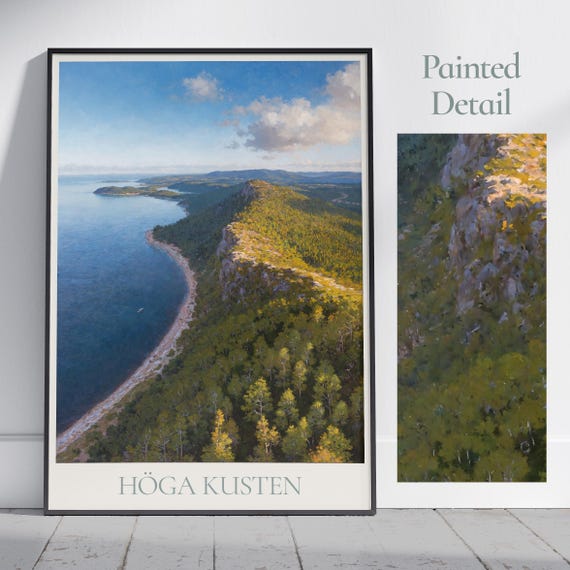 Hga Kusten Travel Print Sweden Travel Poster Painted Wall Art Print Home Decor Framed Personalized Print Vacation Travel Gift