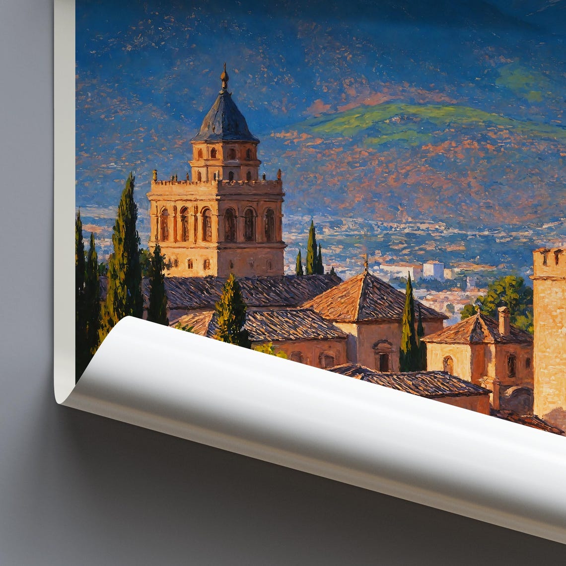 Alhambra Granada Spain Palace Sierra Nevada Painted Travel Poster - Image 4