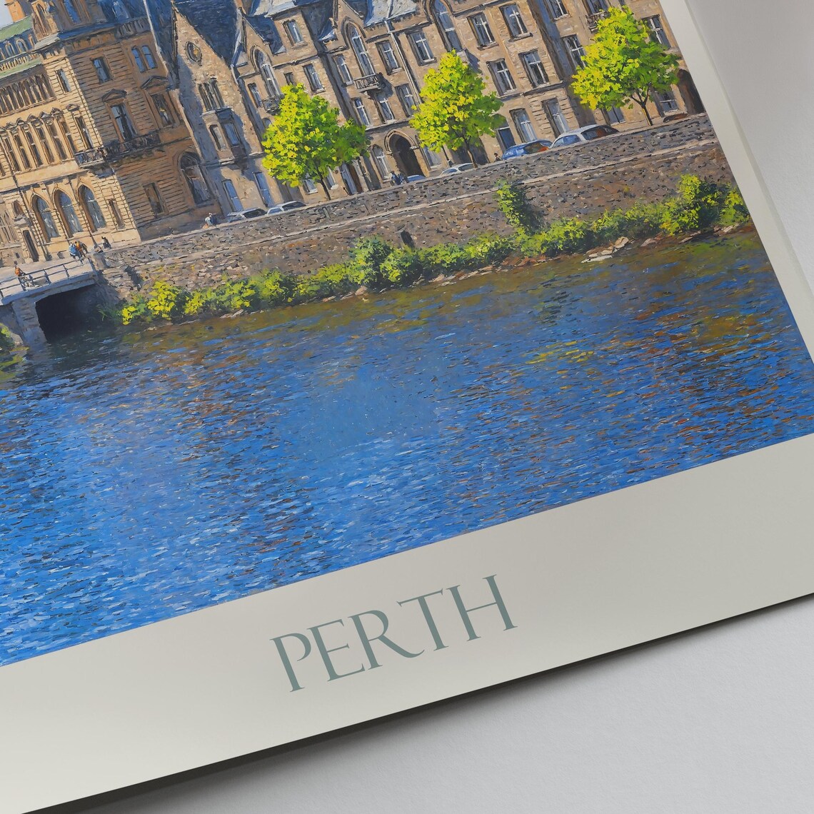 Perth Scotland Painted River Tay Waterfront And Church Spire Poster - Image 3