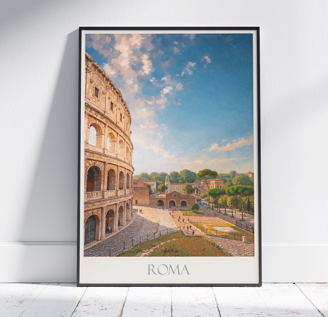 Rome Italy Colosseum Ancient Landmark Golden Hour Painted Poster