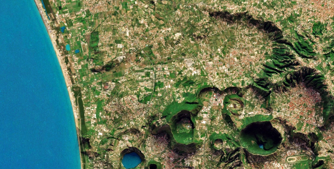 Naples Italy Bay Aerial Satellite Map Vesuvius Coast Modern Map Poster - Image 2