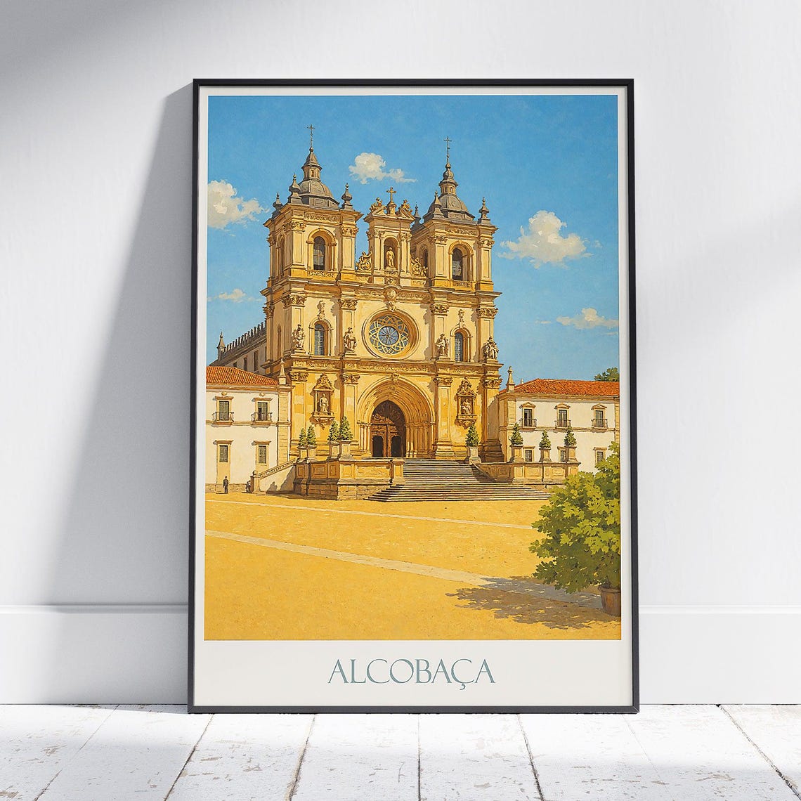 Alcobaca Monastery Portugal Baroque Architecture Vintage Poster