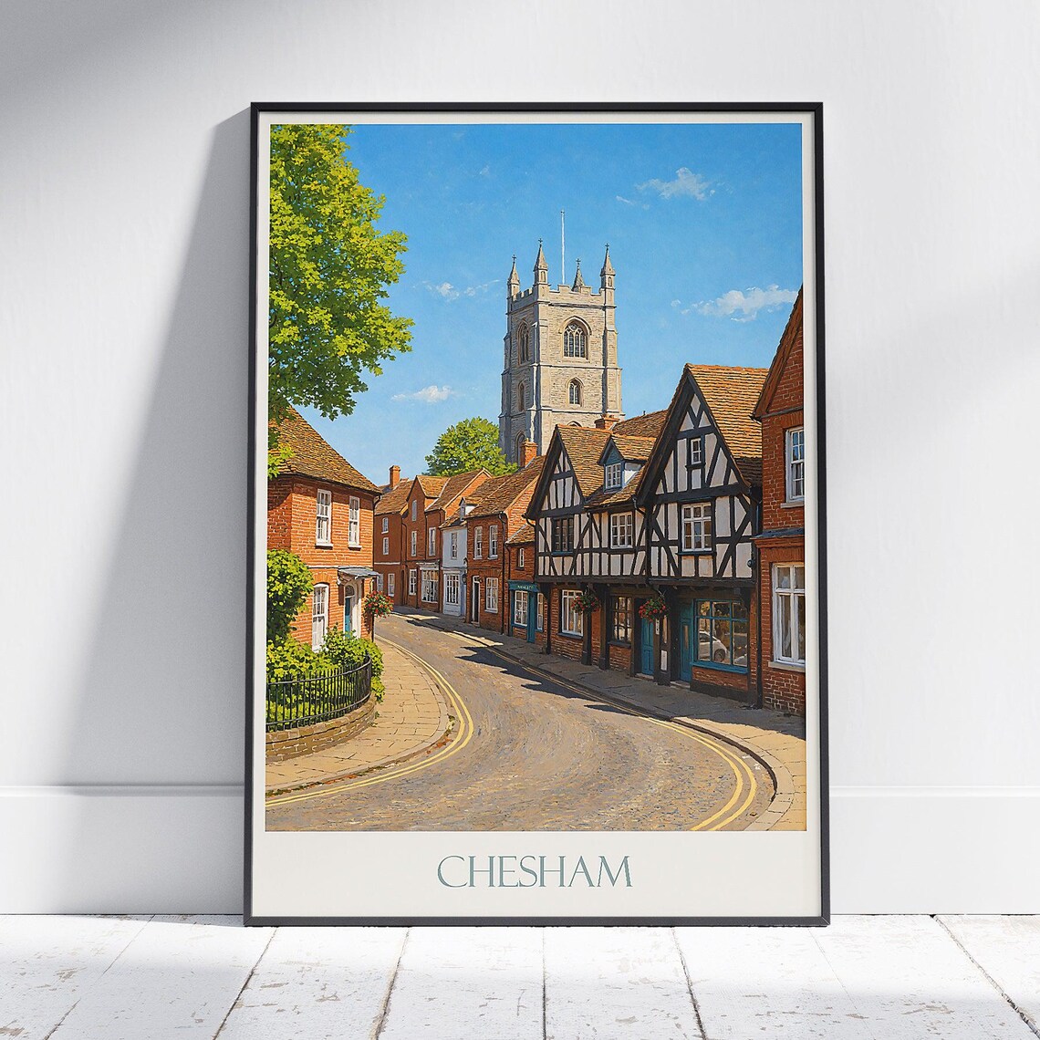 Chesham England Historic Village Street Vintage Travel Poster