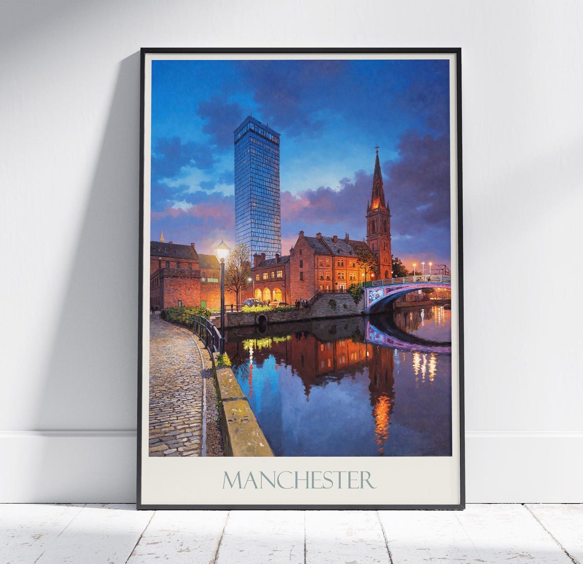 Manchester Travel Print Poster Travel Wall Art Home Decor Gift Personalized Framed