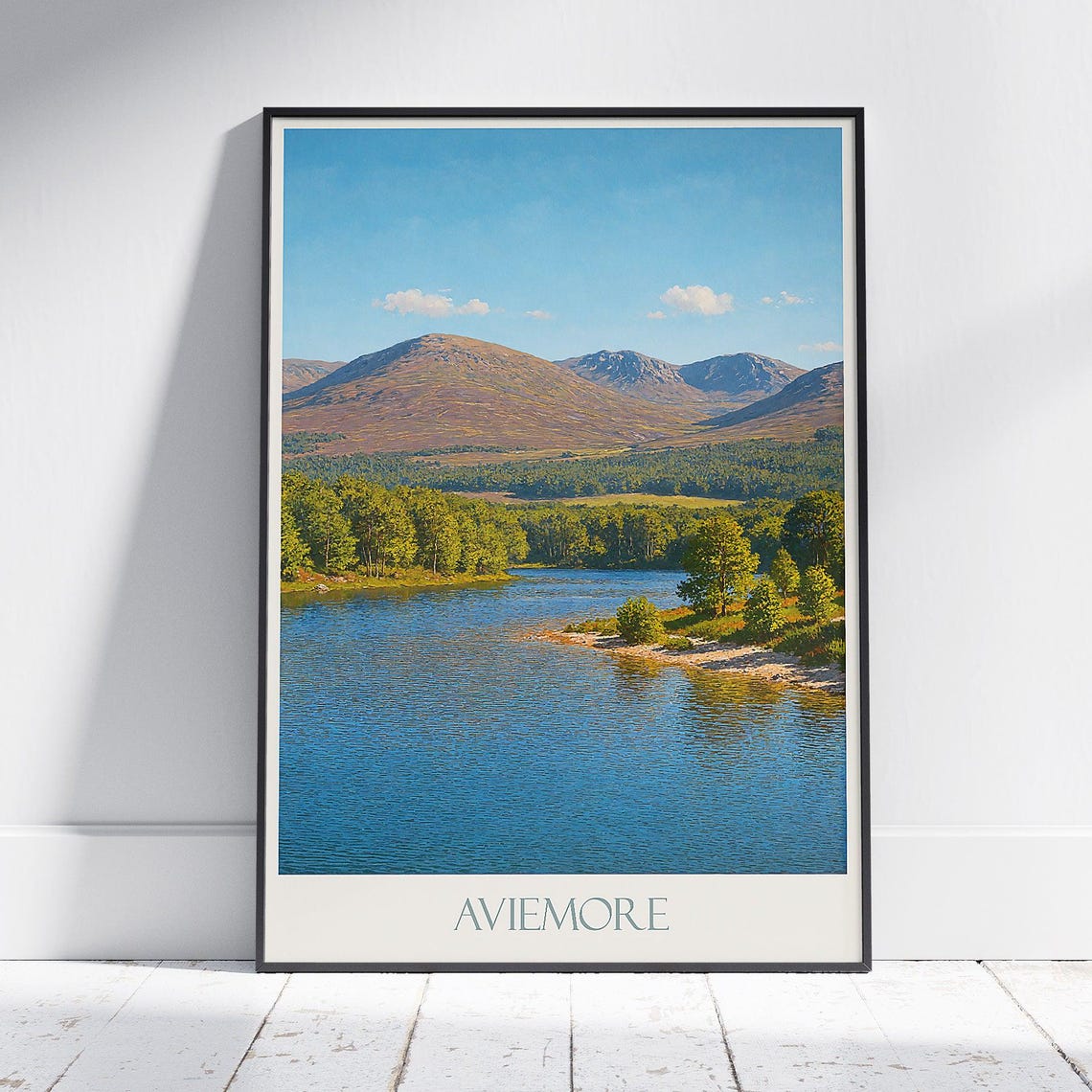 Aviemore Loch Mountain Cairngorms Scottish Highlands Travel Poster