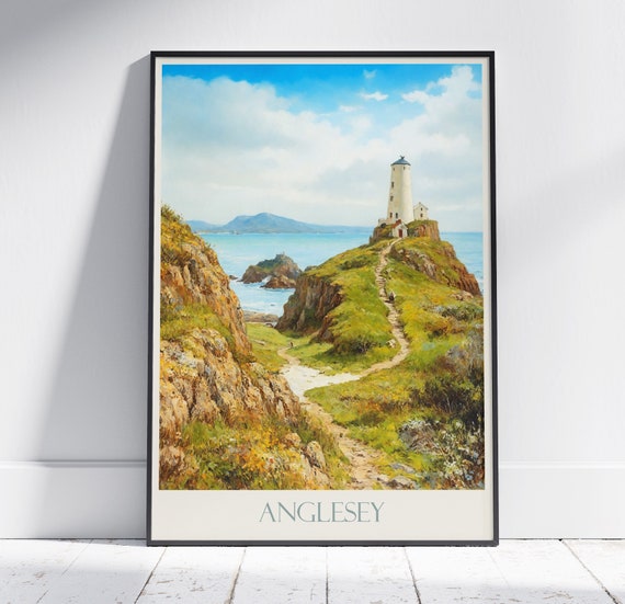 Anglesey Travel Print Wales Travel Poster Painted Wall Art Home Decor Framed Personalized Print Vacation Travel Gift