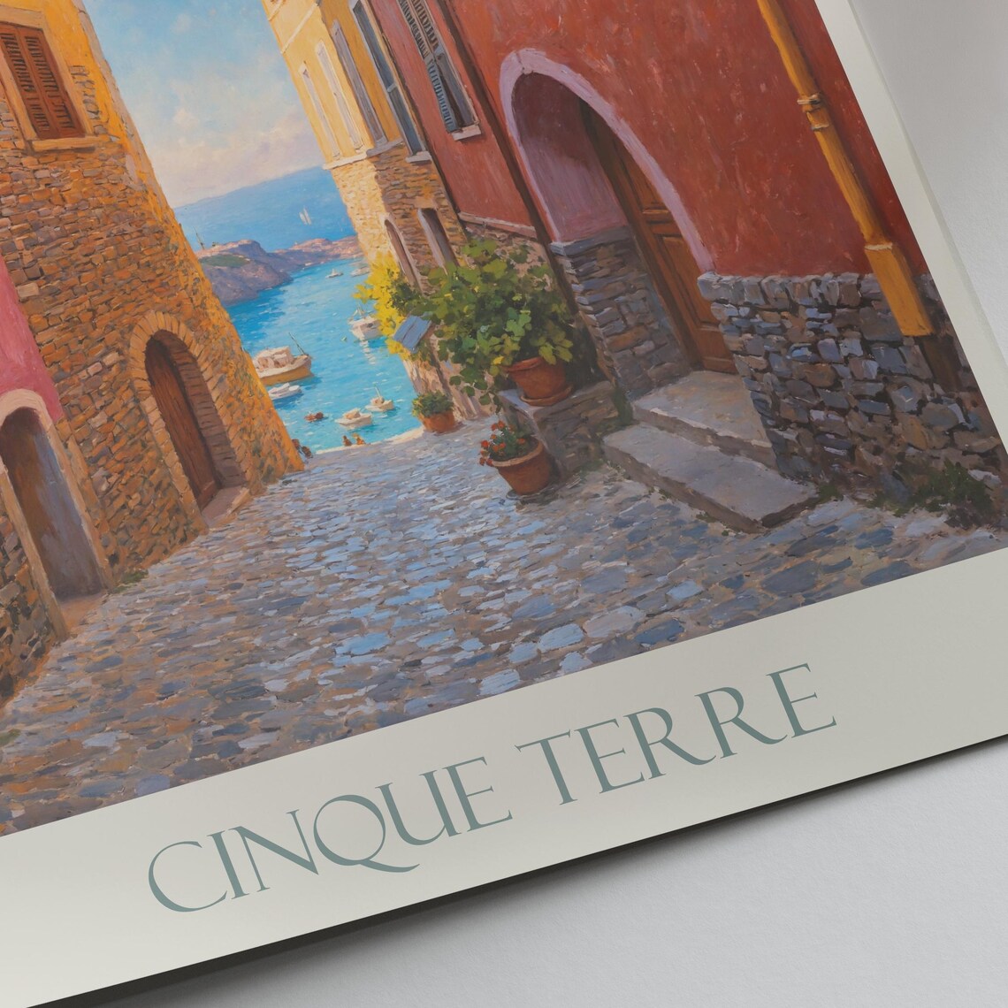 Cinque Terre Colorful Old Street Sea View Italy Travel Poster - Image 4