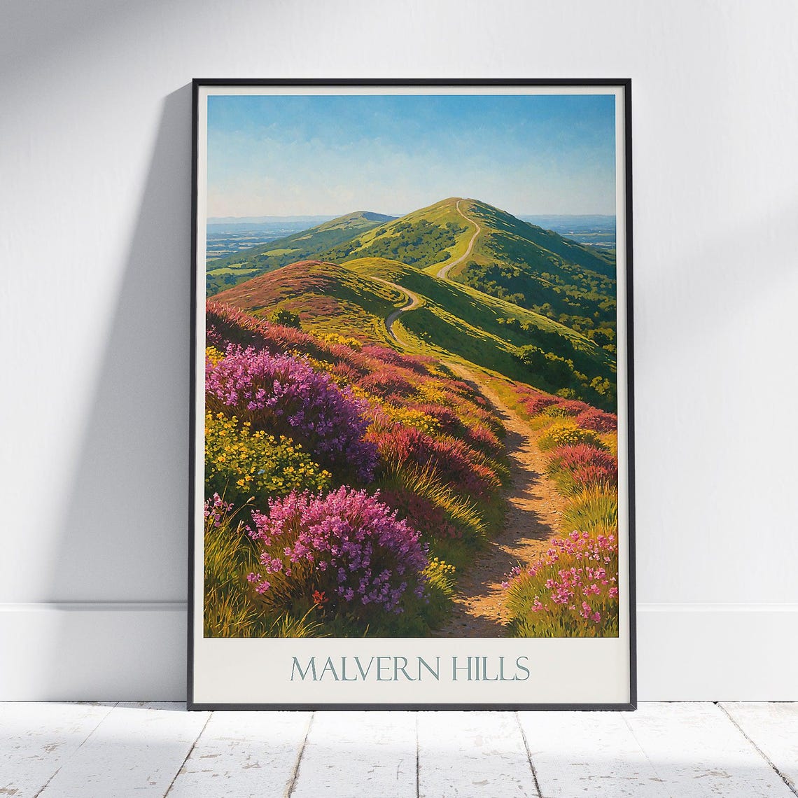Malvern Hills Blooming Heather Rolling Hills Nature Travel Poster