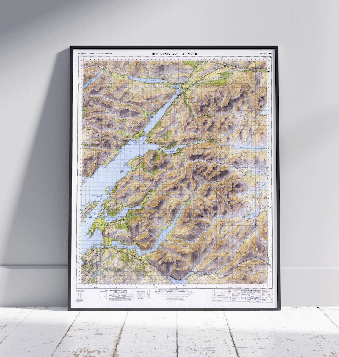 Ben Nevis Glen Coe Scottish Vintage Ordnance Survey Map Art Poster