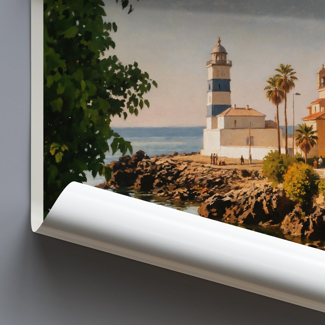 Cascais Portugal Coastal Lighthouse Scene Vintage Travel Poster - Image 4
