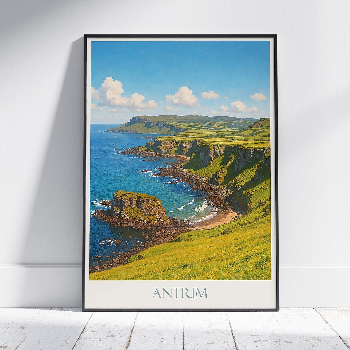 Antrim Coast Northern Ireland Rugged Cliffs and Rocky Seascape Poster