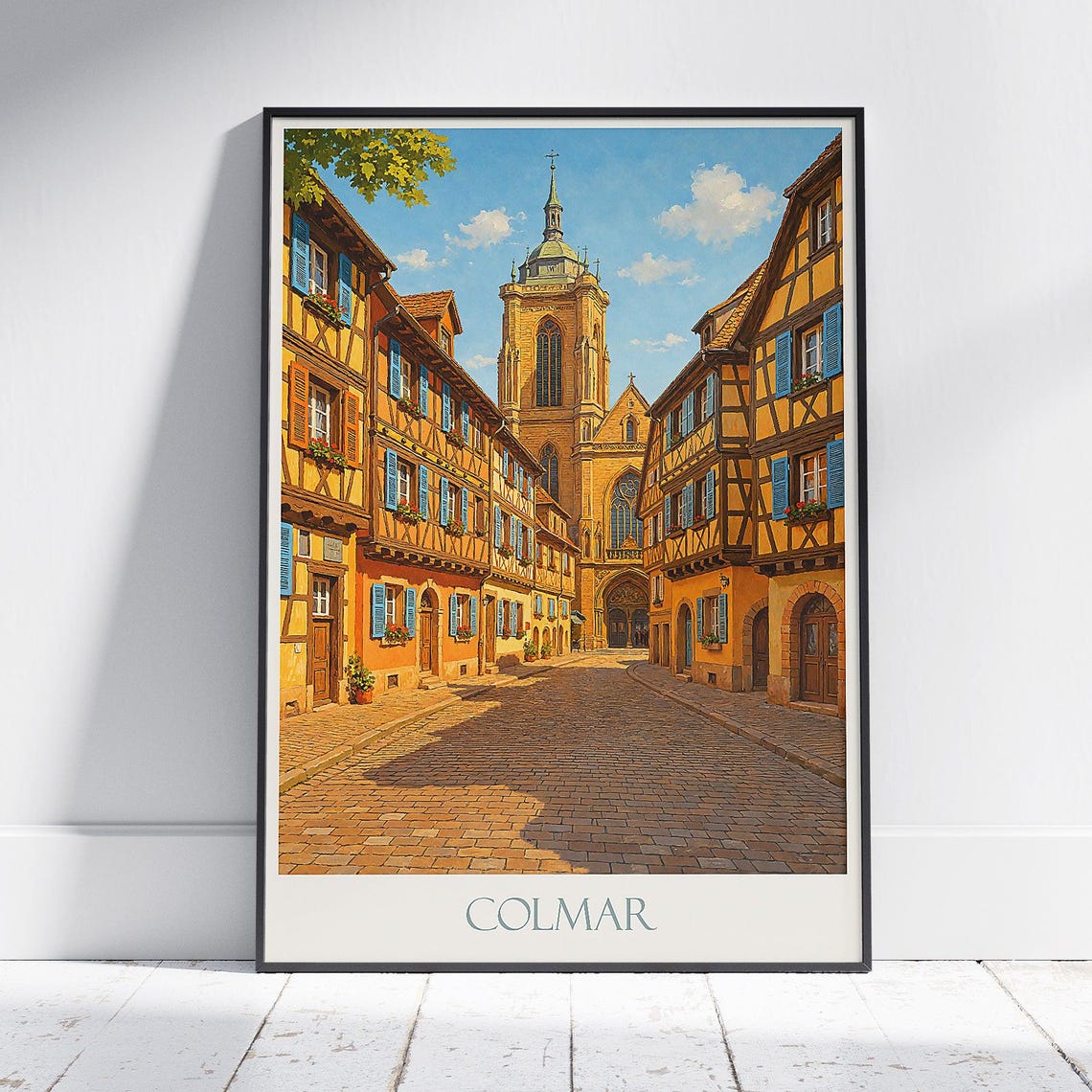 Colmar Travel Poster Colorful Alsace Street Art Print France Cityscape Home Decor European Village Wall