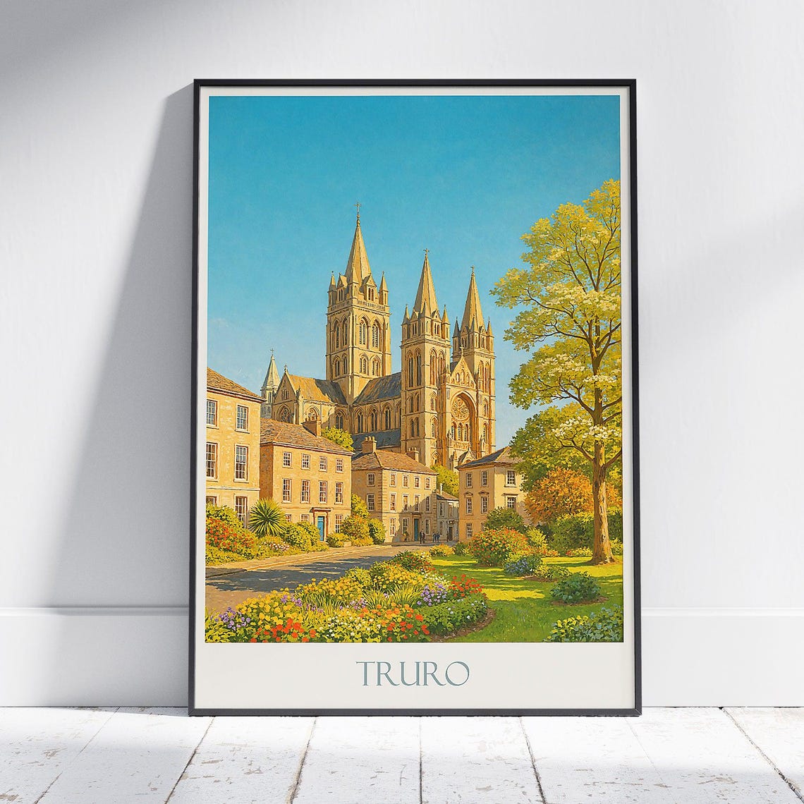 Truro Cathedral Gardens Vintage Style Cornwall Landmark Poster