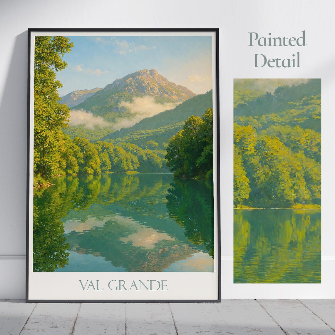 Val Grande Piedmont Mirror Lake and Mountain Peak Poster Italy
