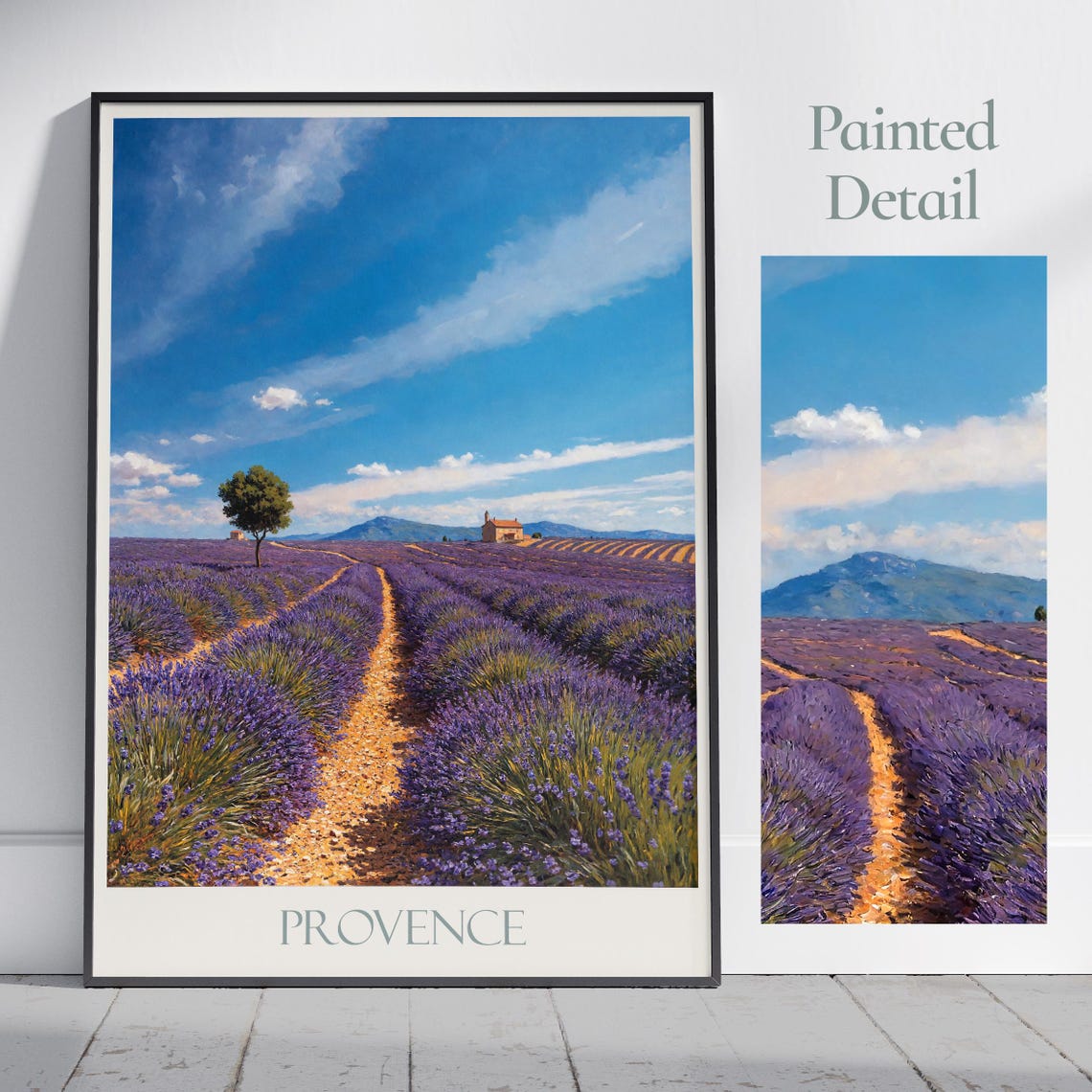 Provence Lavender Fields Painted Vintage French Travel Poster