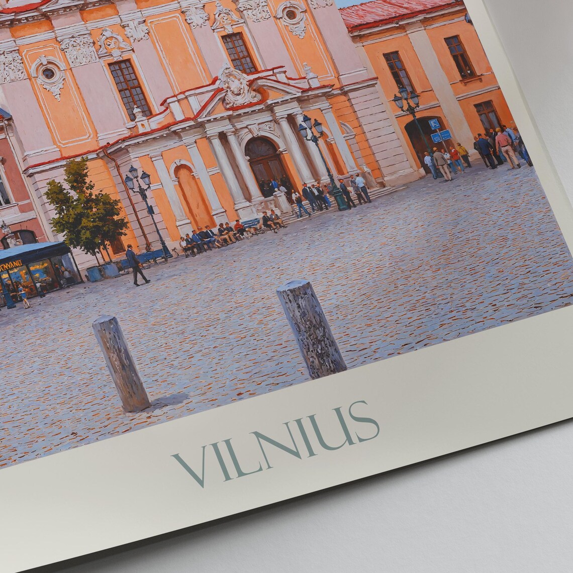 Vilnius Lithuania Old Town Square Baroque Church Painted Travel Poster - Image 2