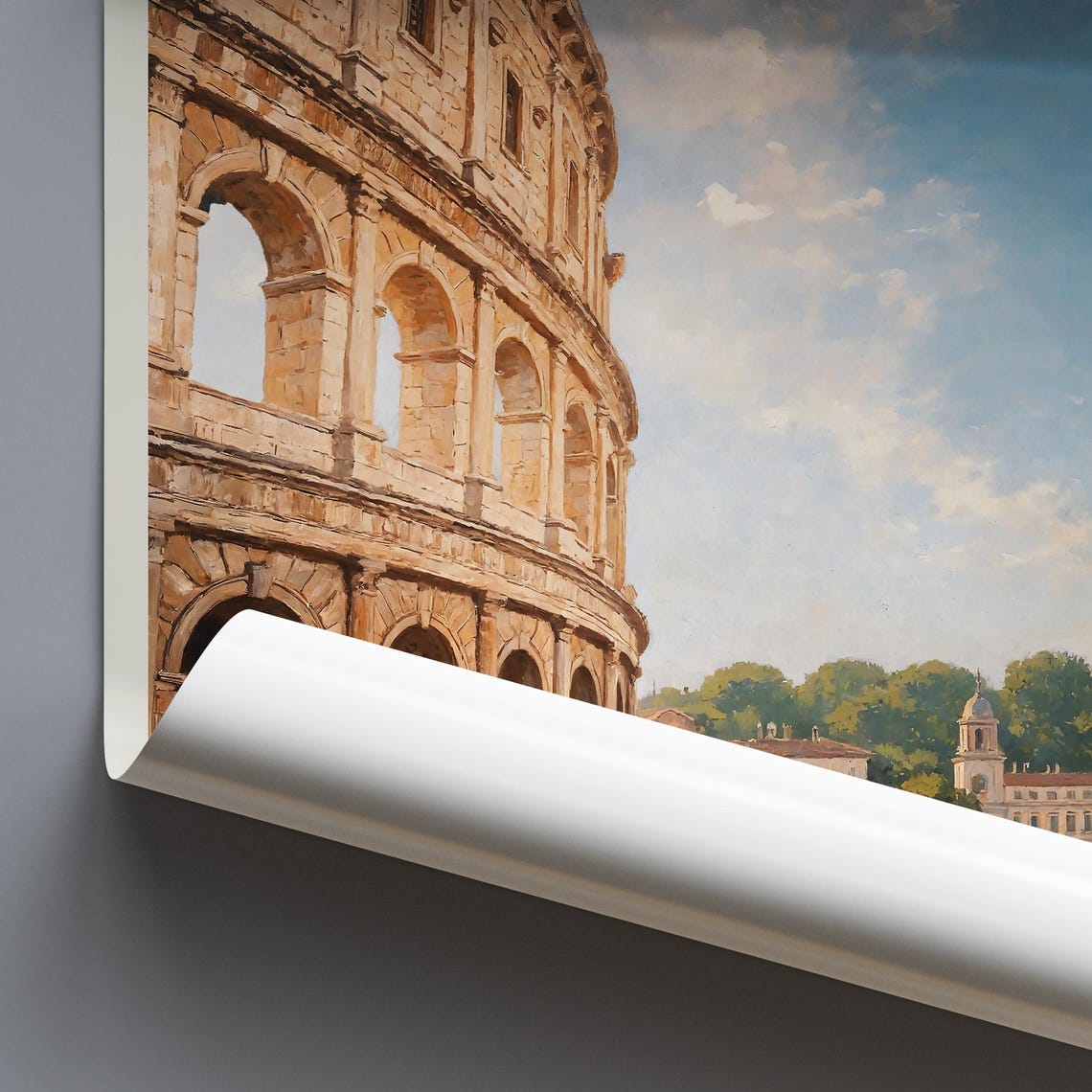 Rome Italy Colosseum Ancient Landmark Golden Hour Painted Poster - Image 3