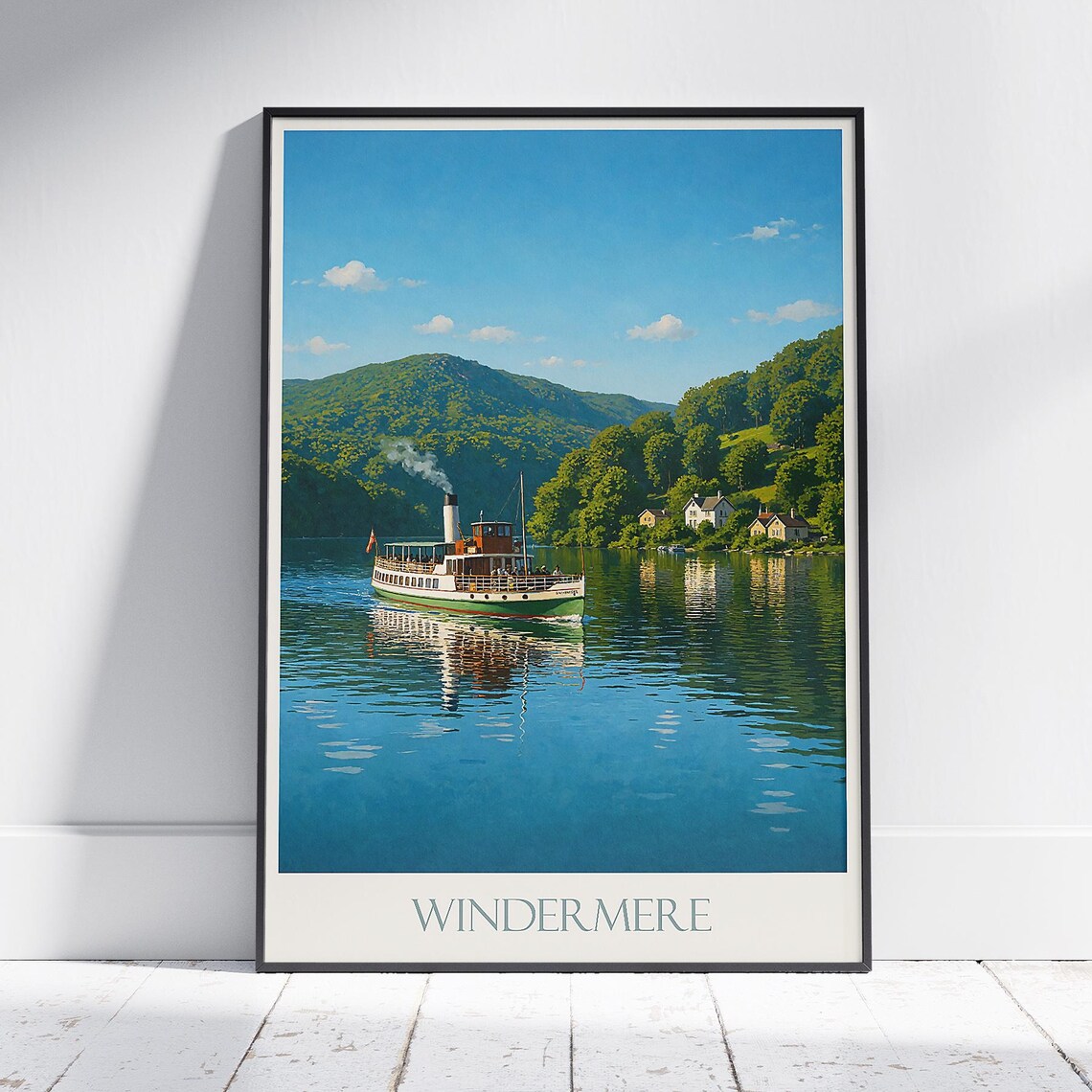 Windermere Lake District Steam Boat Scenic Cumbria Lakes Poster