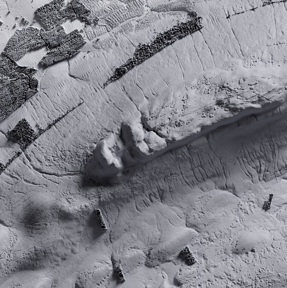 Pen Y Ghent Yorkshire Dales Grayscale Relief Map Detail Art Print - Image 2